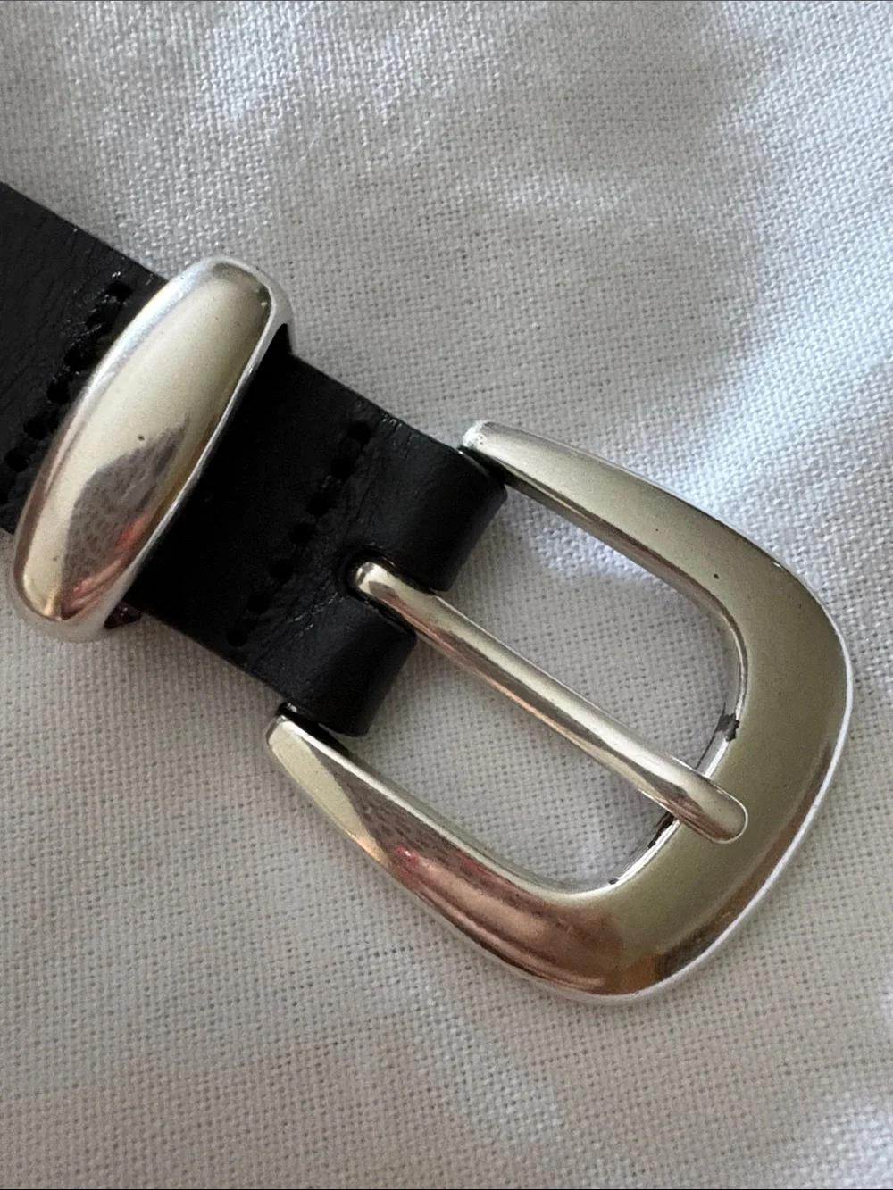 Madewell black leather belt with silver stud hardware